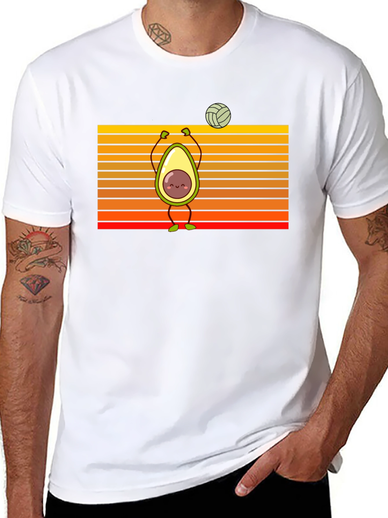 Avocado Volleyball Retro Graphic T-Shirt
