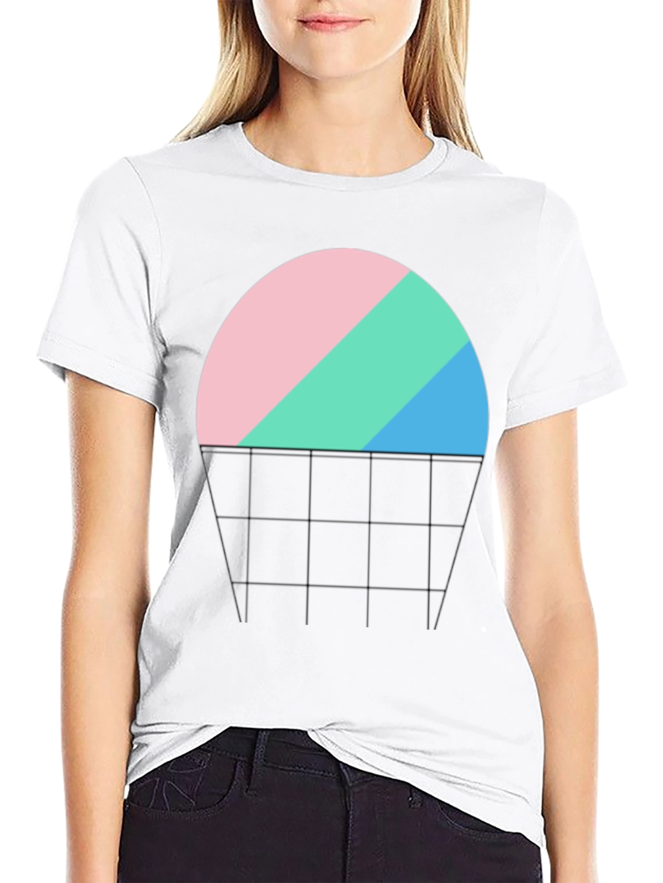 Abstract Sunset Graphic Tee - Black Cotton Blend