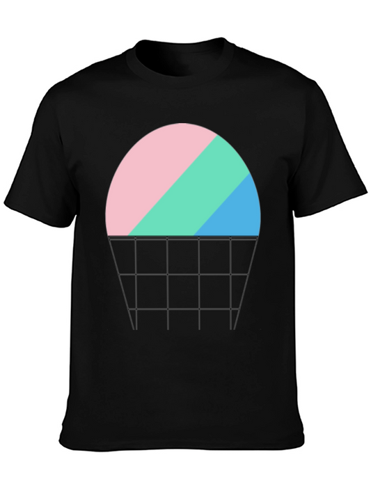 Abstract Sunset Graphic Tee - Black Cotton Blend