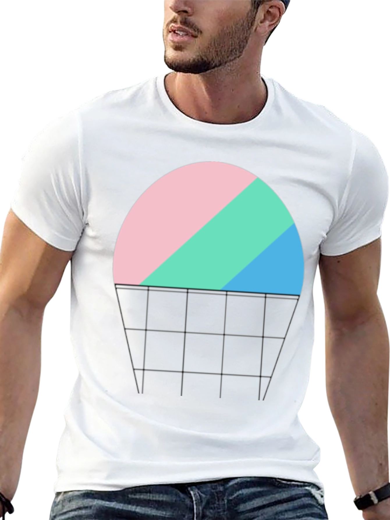 Abstract Sunset Graphic Tee - Black Cotton Blend