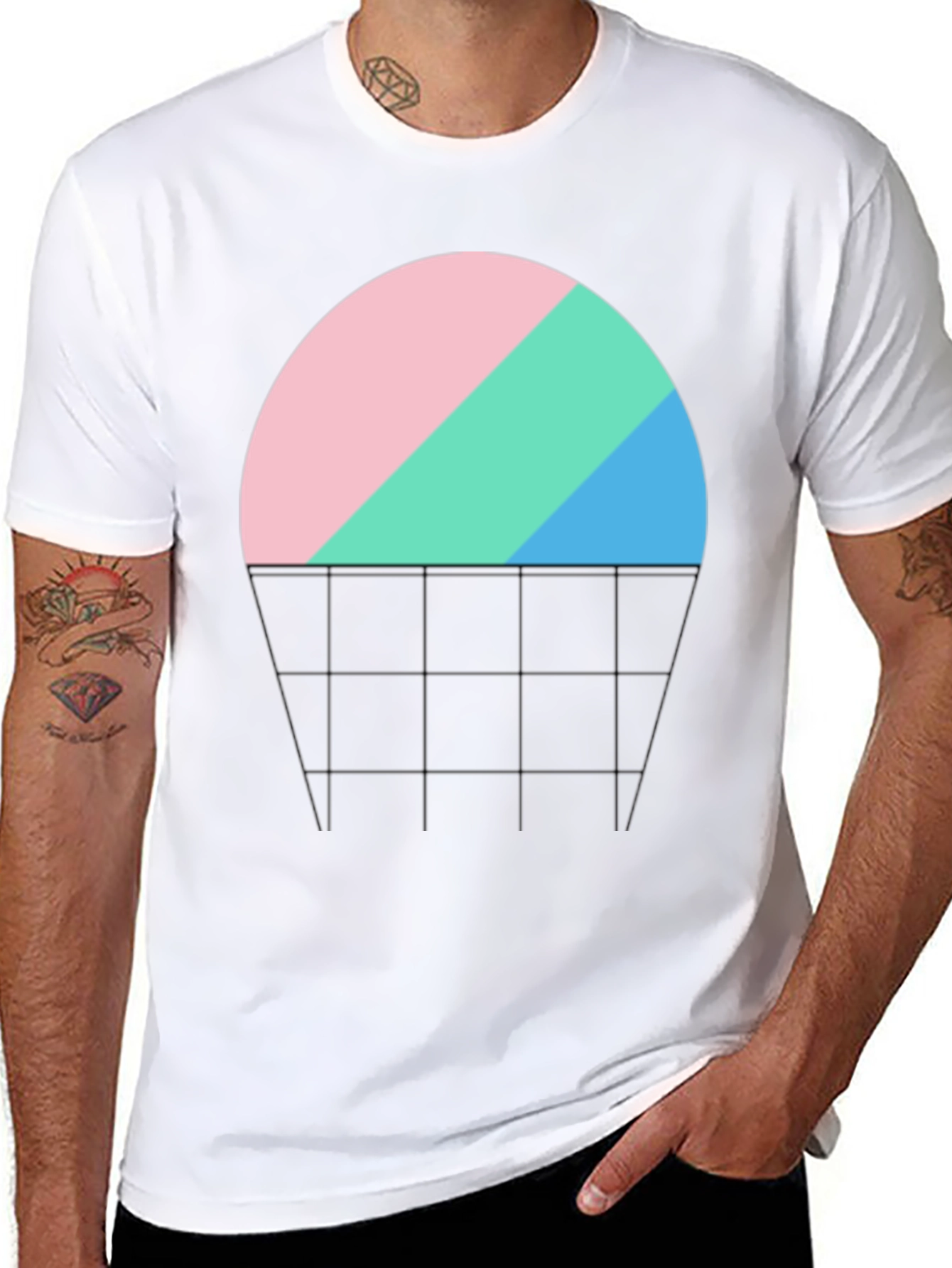 Abstract Sunset Graphic Tee - Black Cotton Blend
