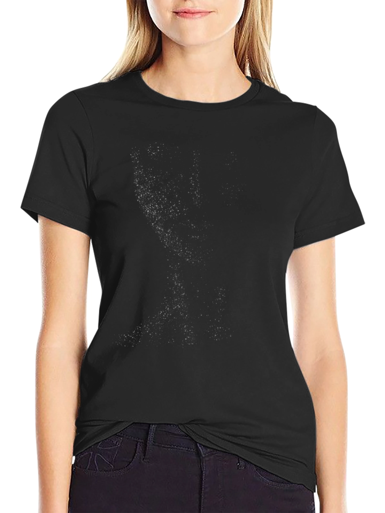 Mens Black Crewneck T-Shirt with Subtle Design