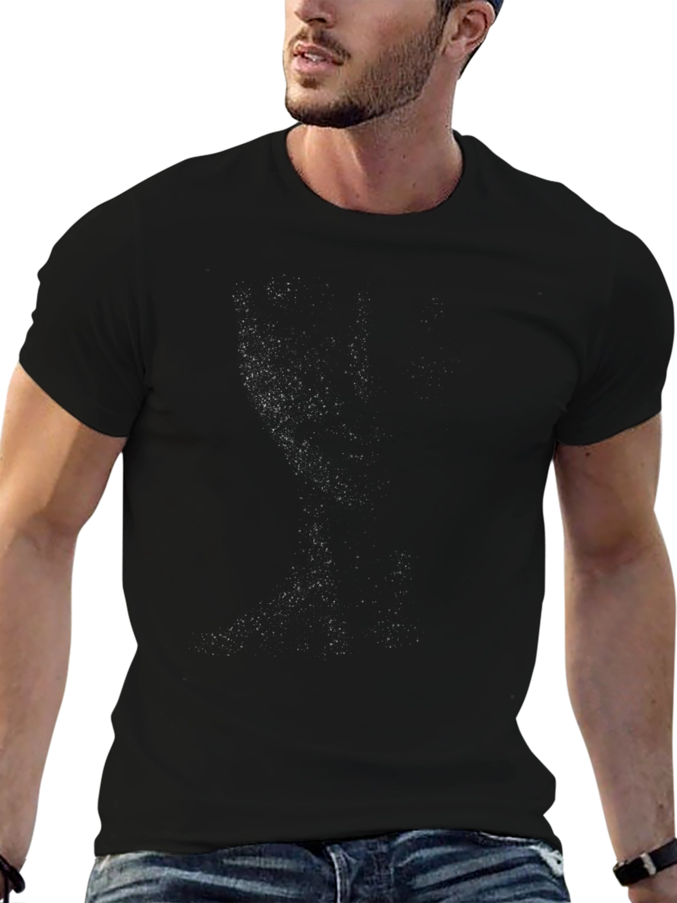 Mens Black Crewneck T-Shirt with Subtle Design