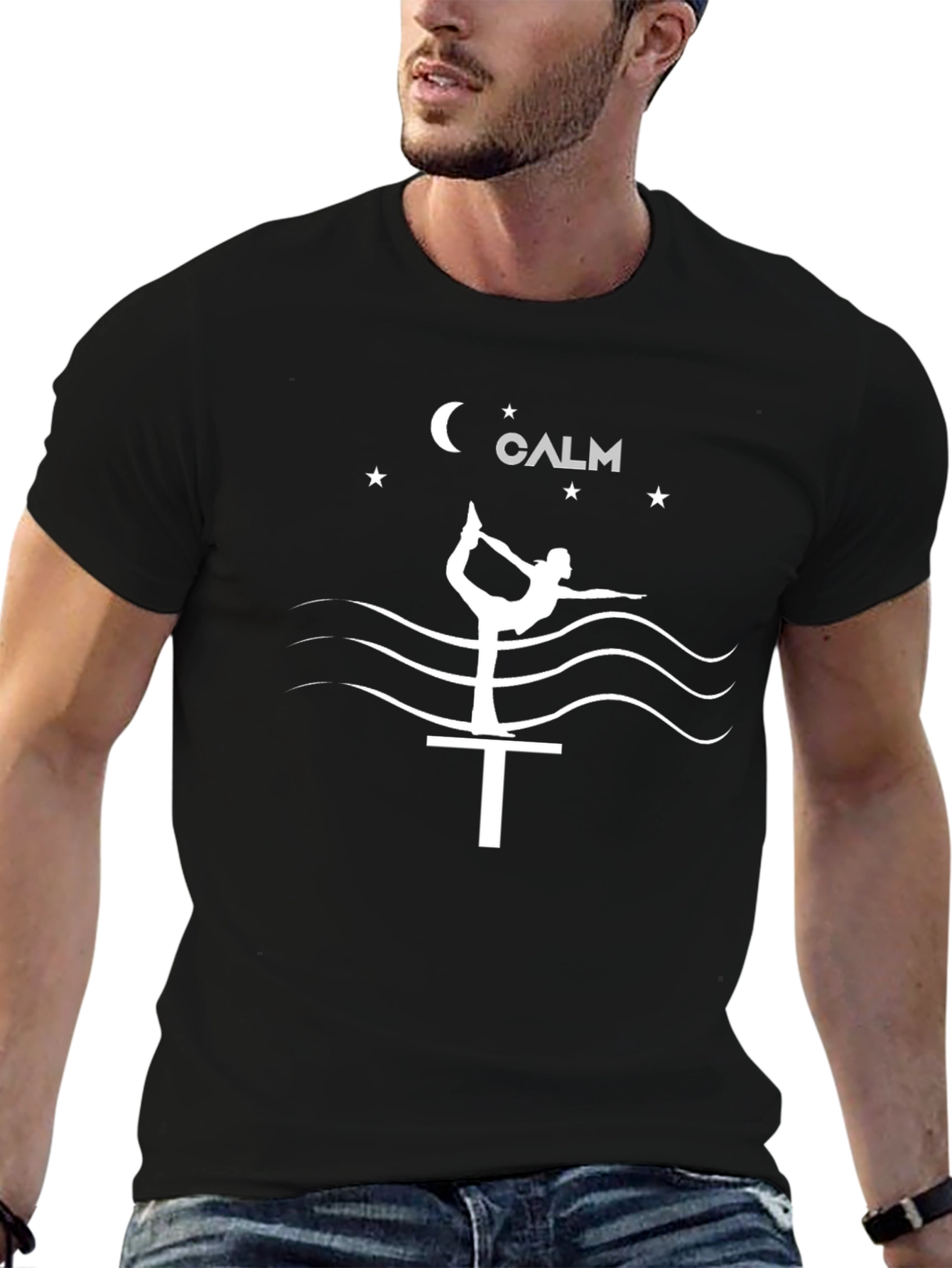 Calm Yoga Pose Graphic Print T-Shirt