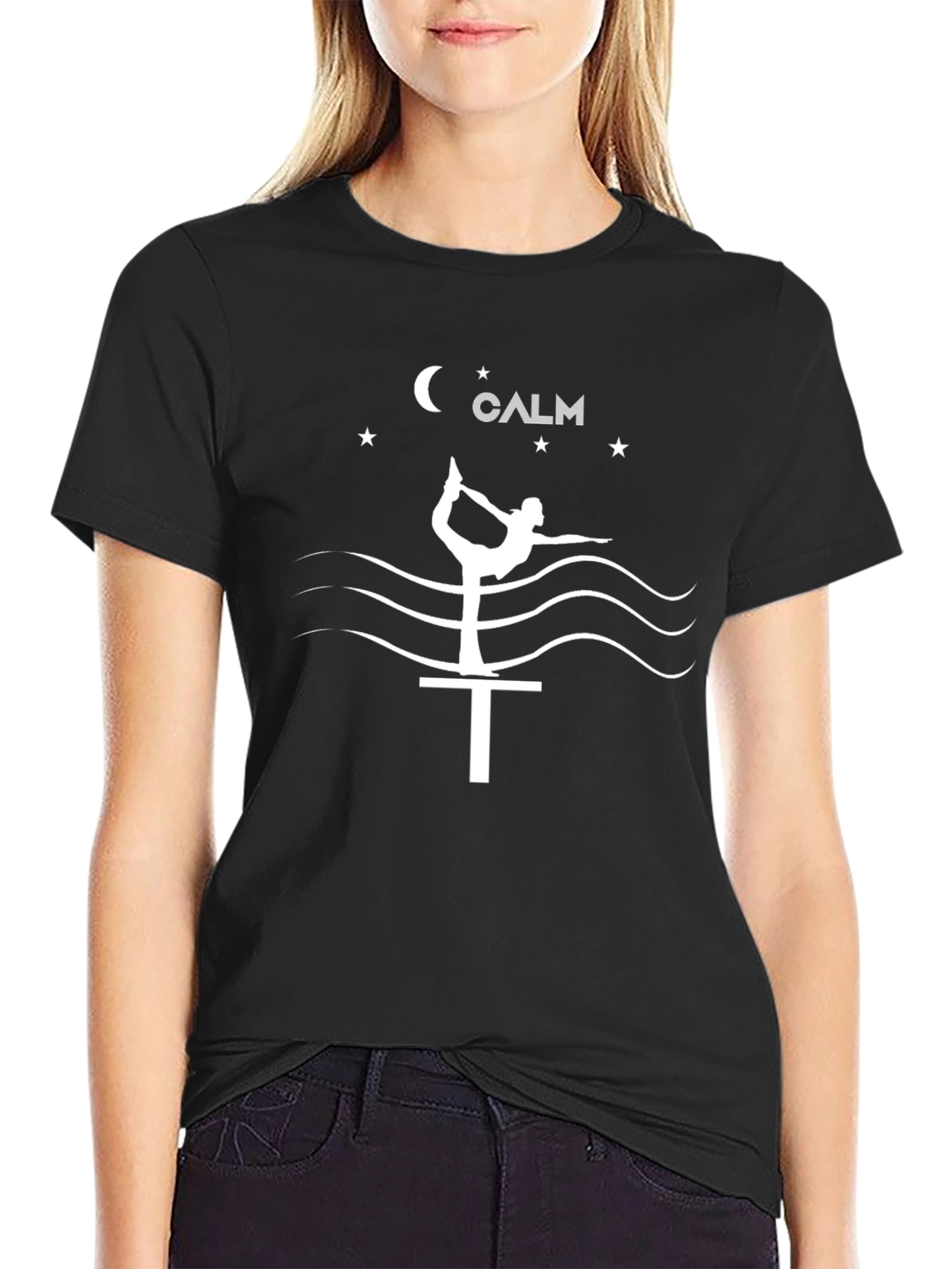 Calm Yoga Pose Graphic Print T-Shirt