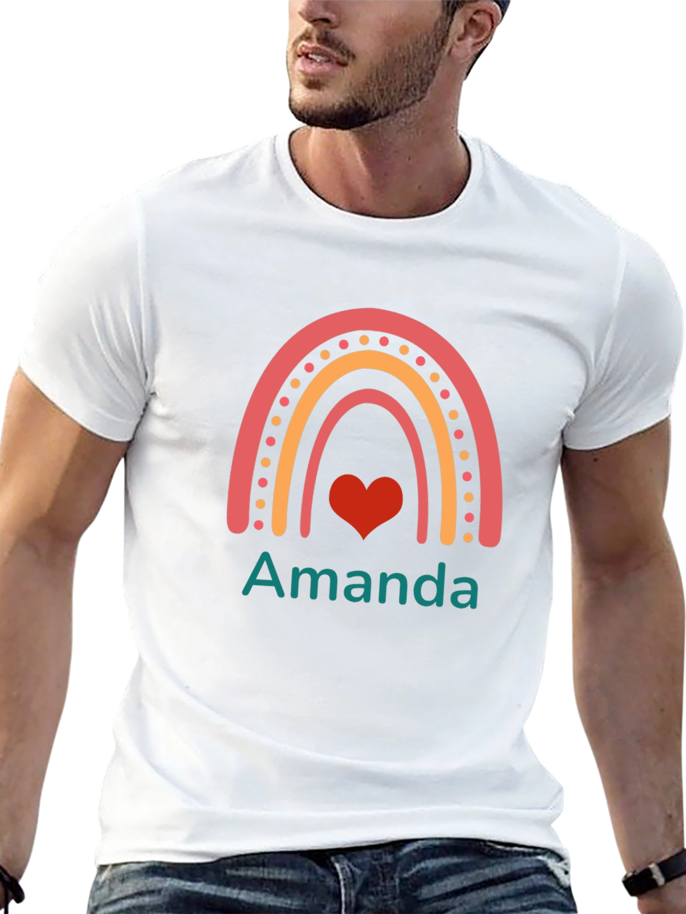 Personalized Amanda Rainbow Heart T-Shirt