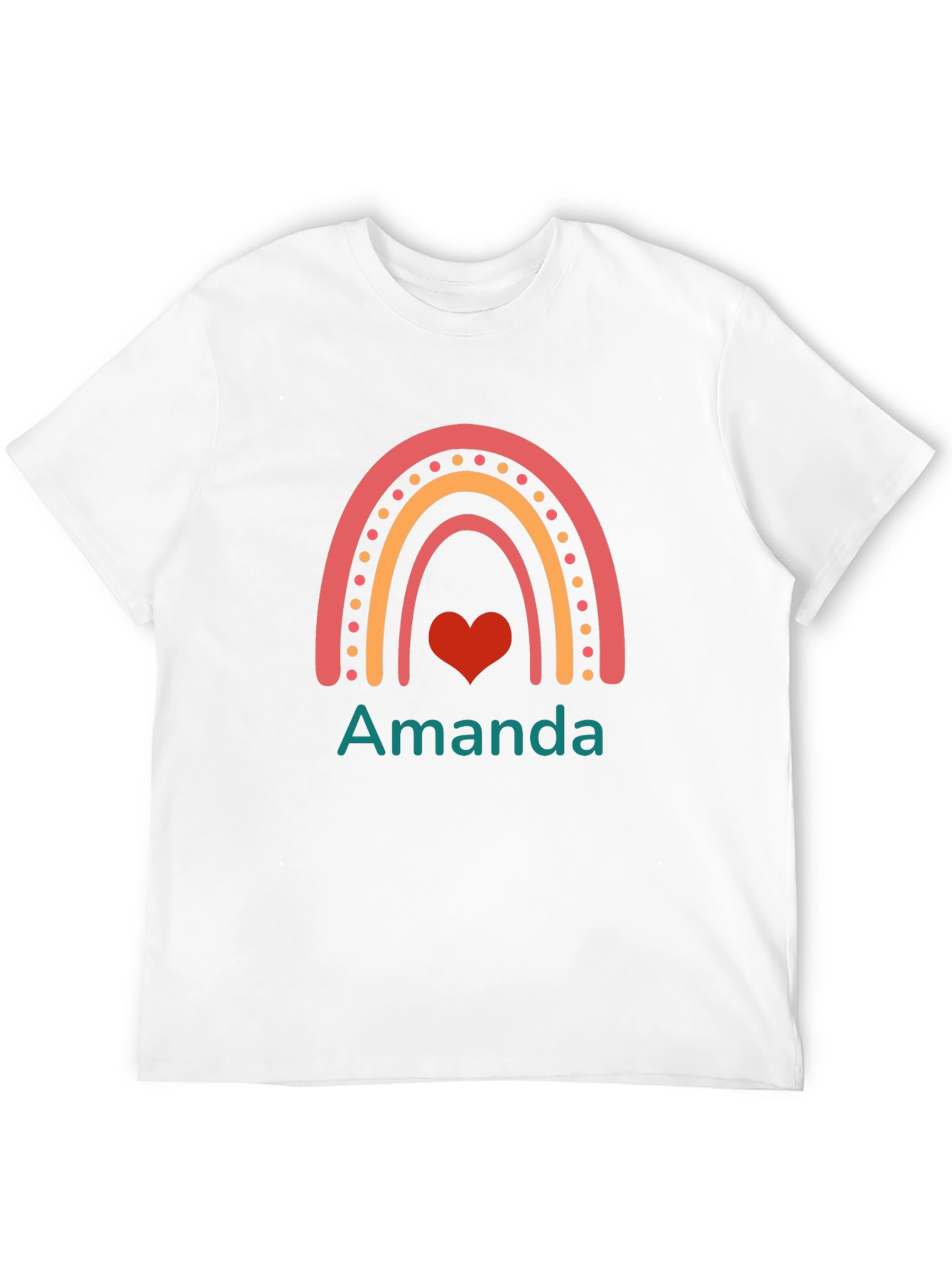 Personalized Amanda Rainbow Heart T-Shirt