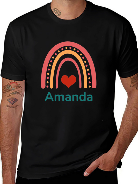 Personalized Amanda Rainbow Heart T-Shirt