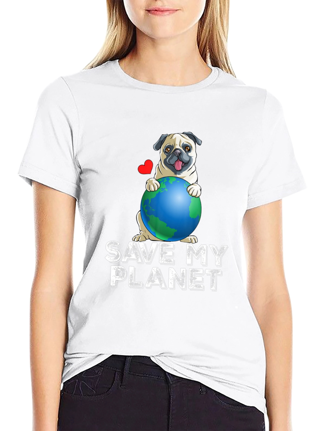Save My Planet Pug T-Shirt - Earth Day Apparel
