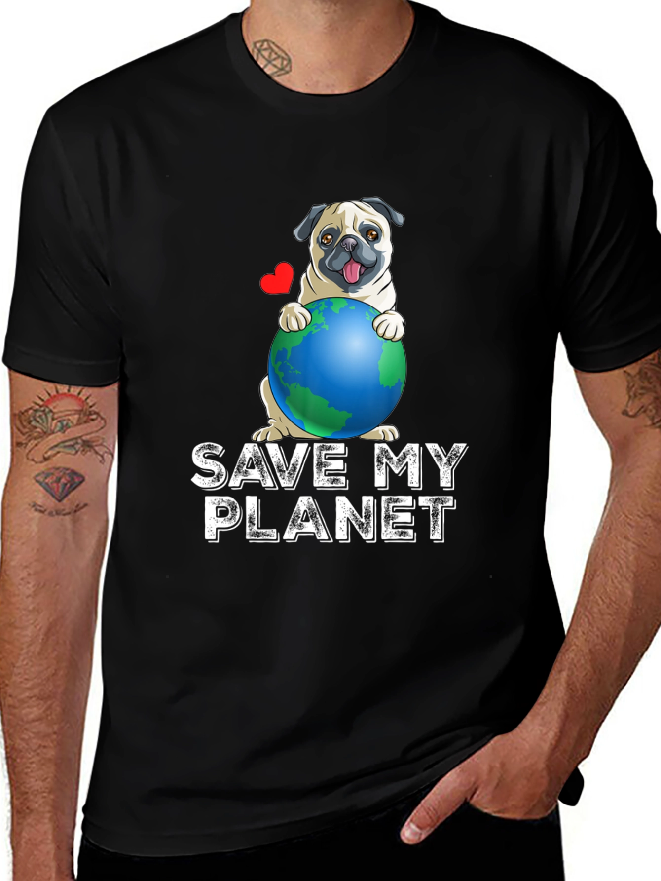 Save My Planet Pug T-Shirt - Earth Day Apparel