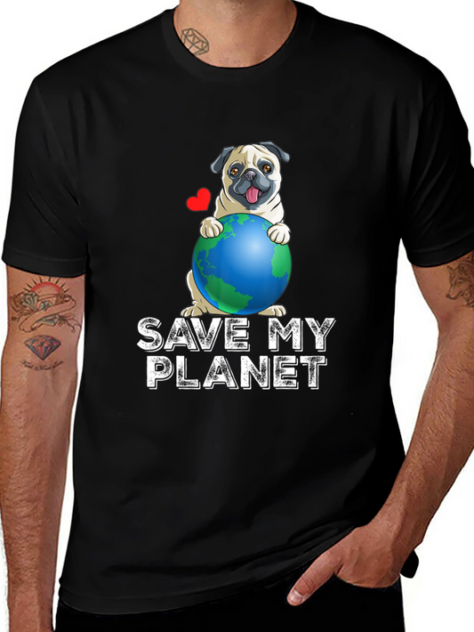 Save My Planet Pug T-Shirt - Earth Day Apparel