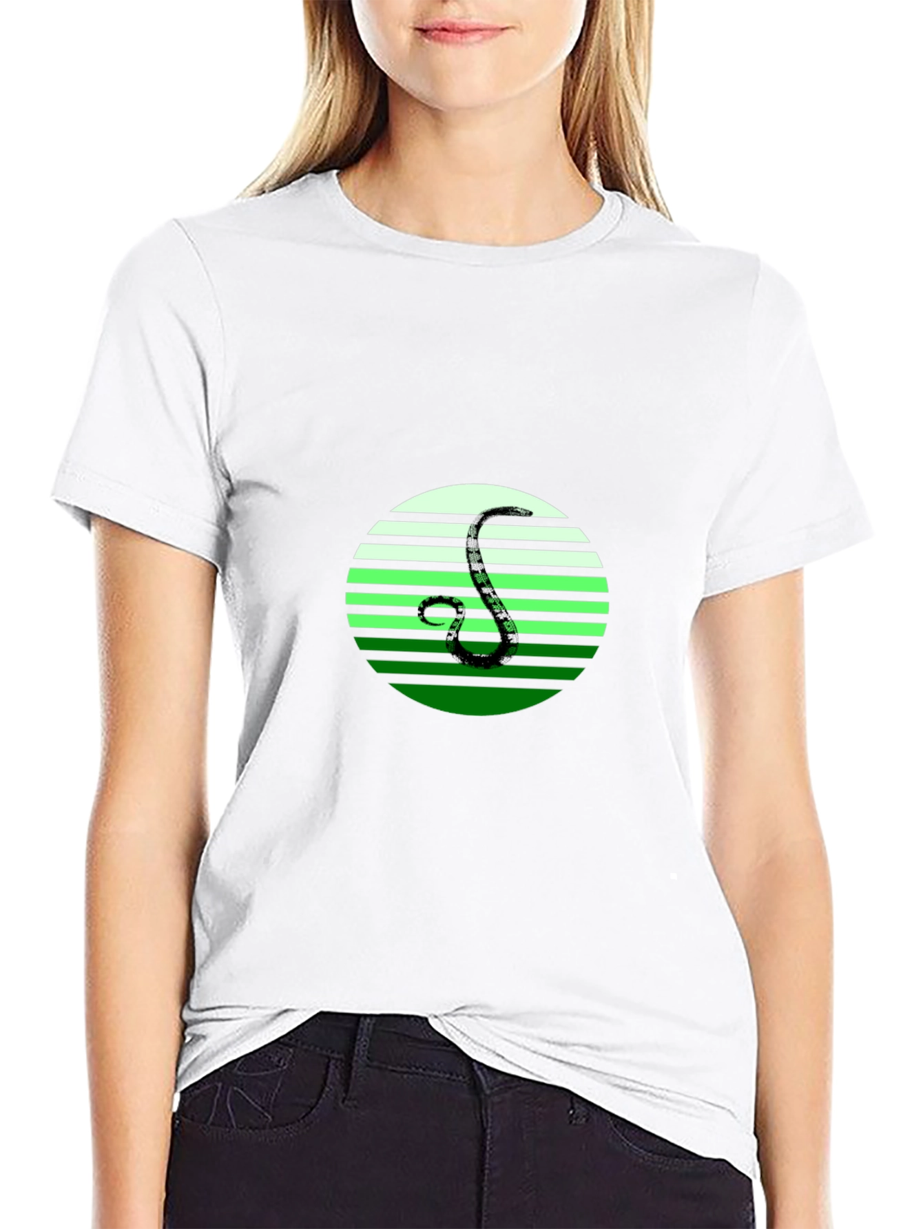 Green Snake Graphic Black T-Shirt