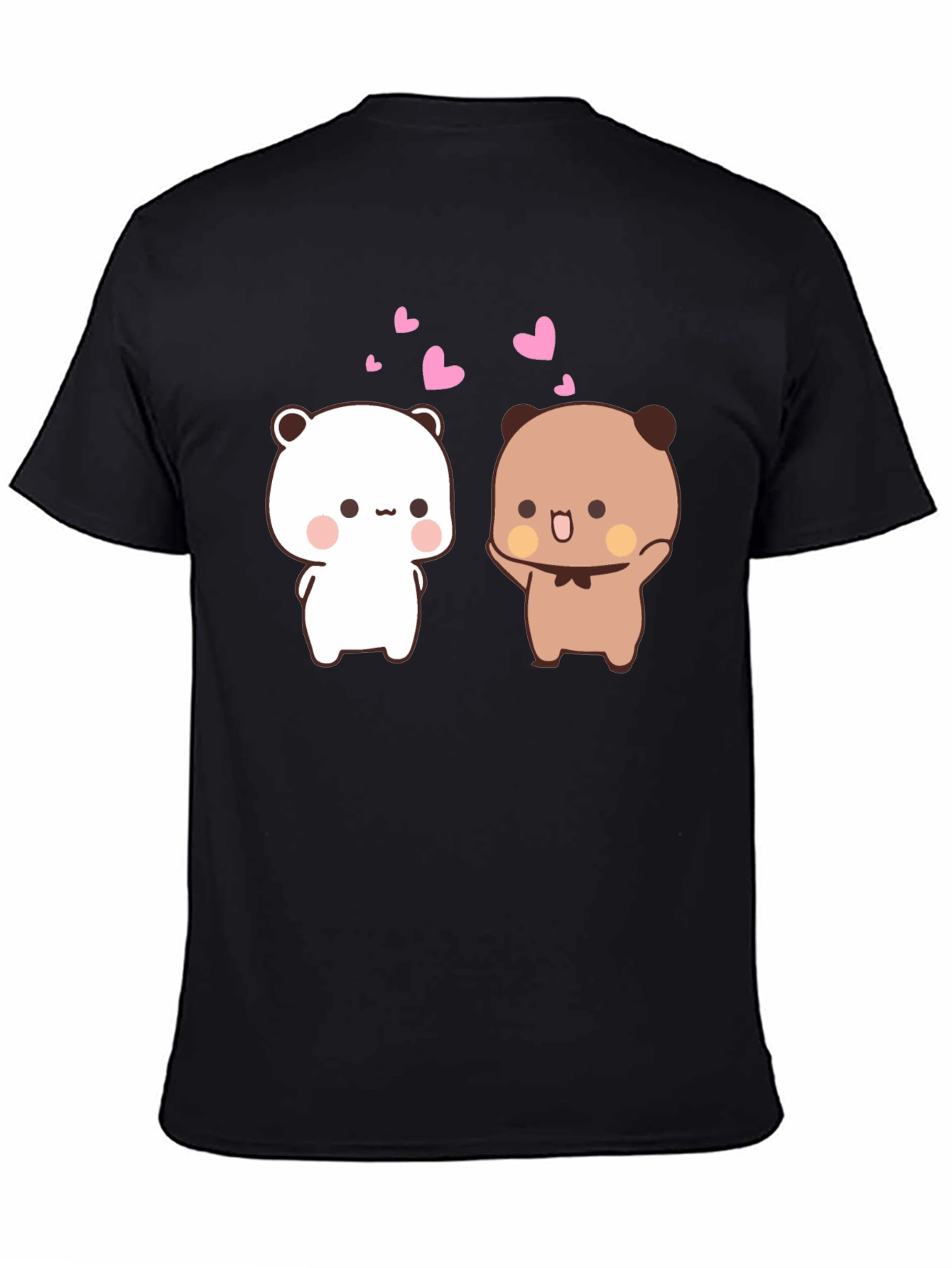 Cute Cartoon Bears Black T-Shirt