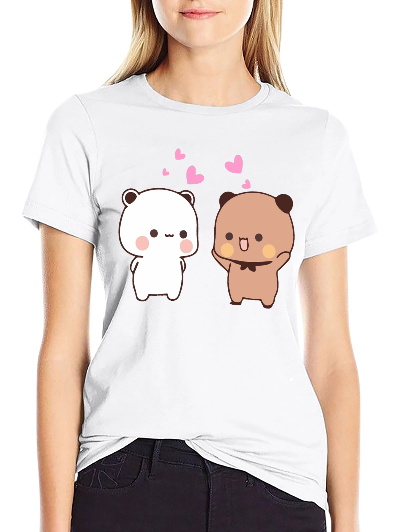 Cute Cartoon Bears Black T-Shirt