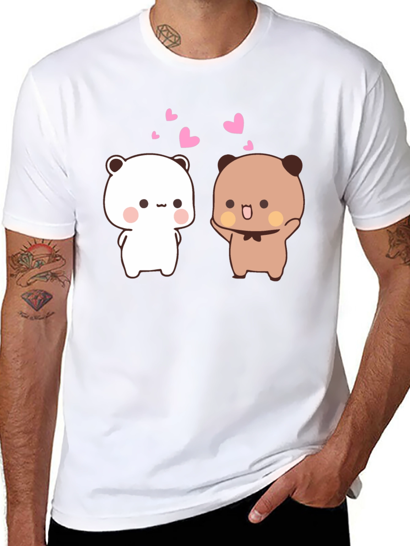 Cute Cartoon Bears Black T-Shirt