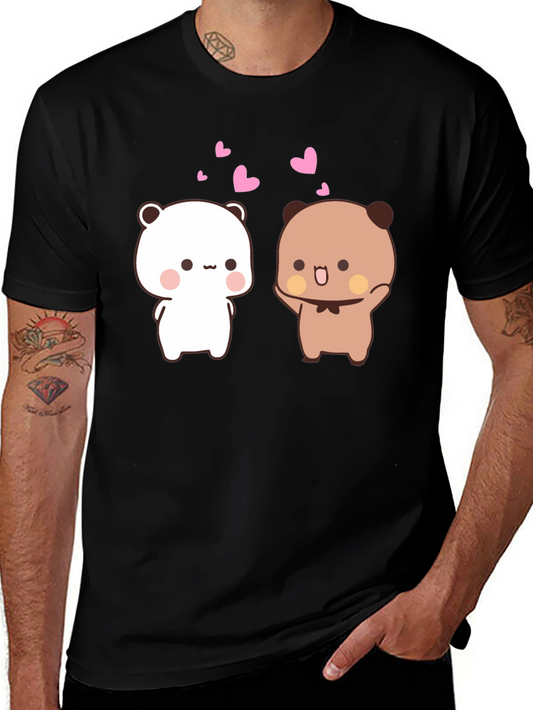 Cute Cartoon Bears Black T-Shirt