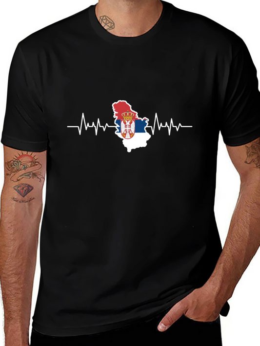 Serbia Flag Heartbeat T-Shirt