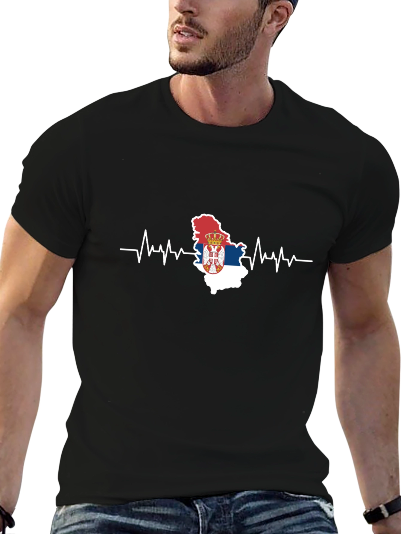 Serbia Flag Heartbeat T-Shirt