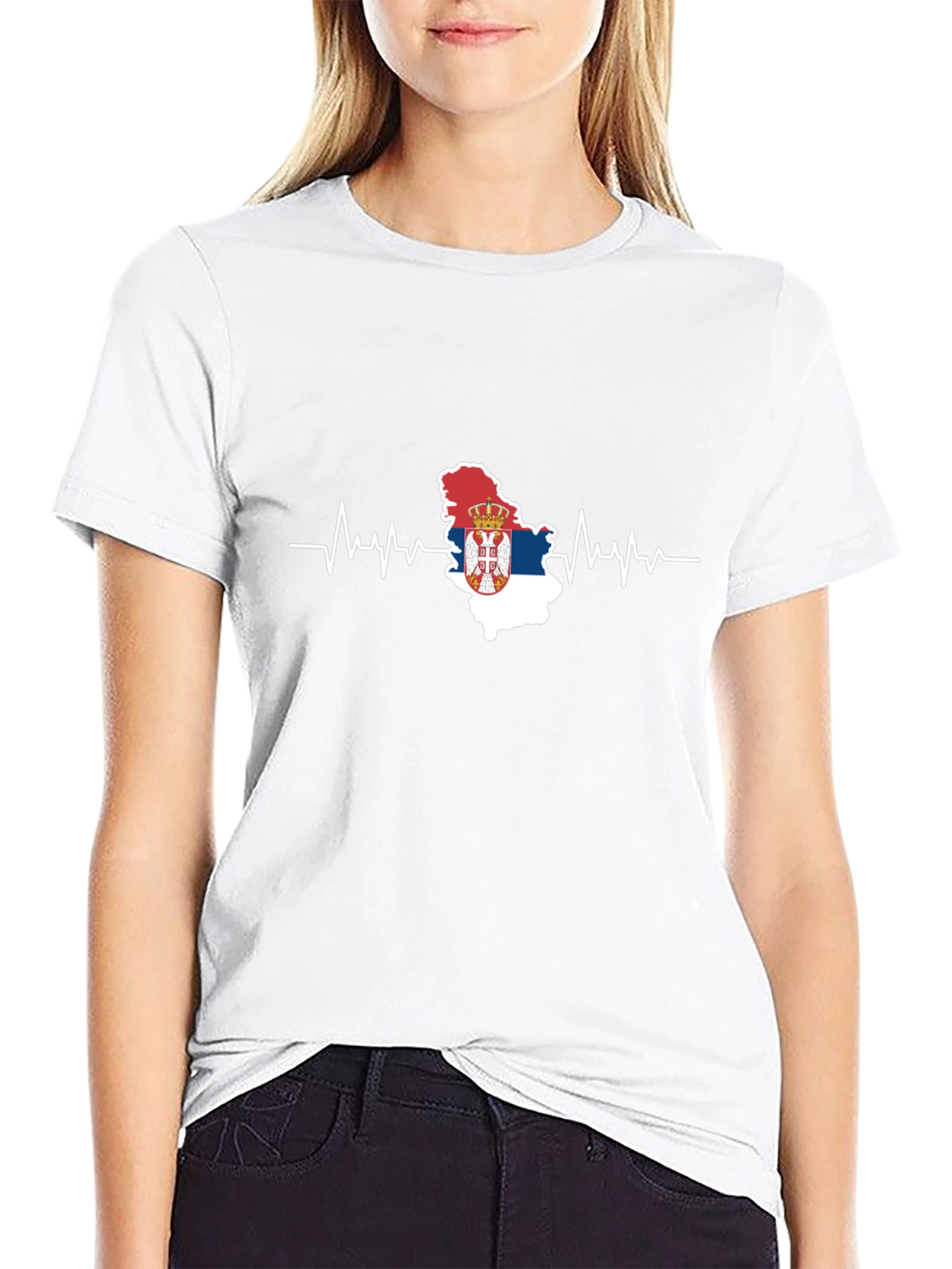 Serbia Flag Heartbeat T-Shirt