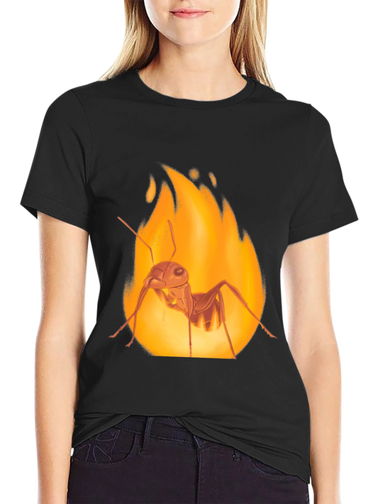 Fiery Ant Graphic Tee - Bold Black Cotton T-Shirt