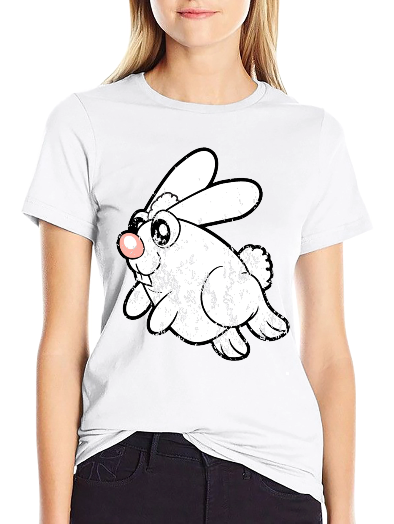 Funny Bunny Graphic Black T-Shirt
