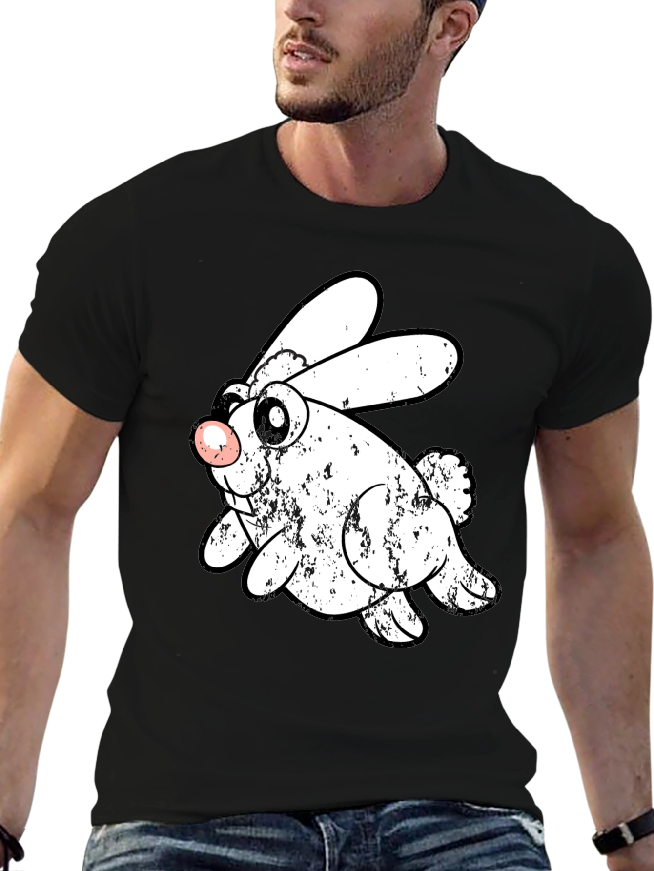 Funny Bunny Graphic Black T-Shirt