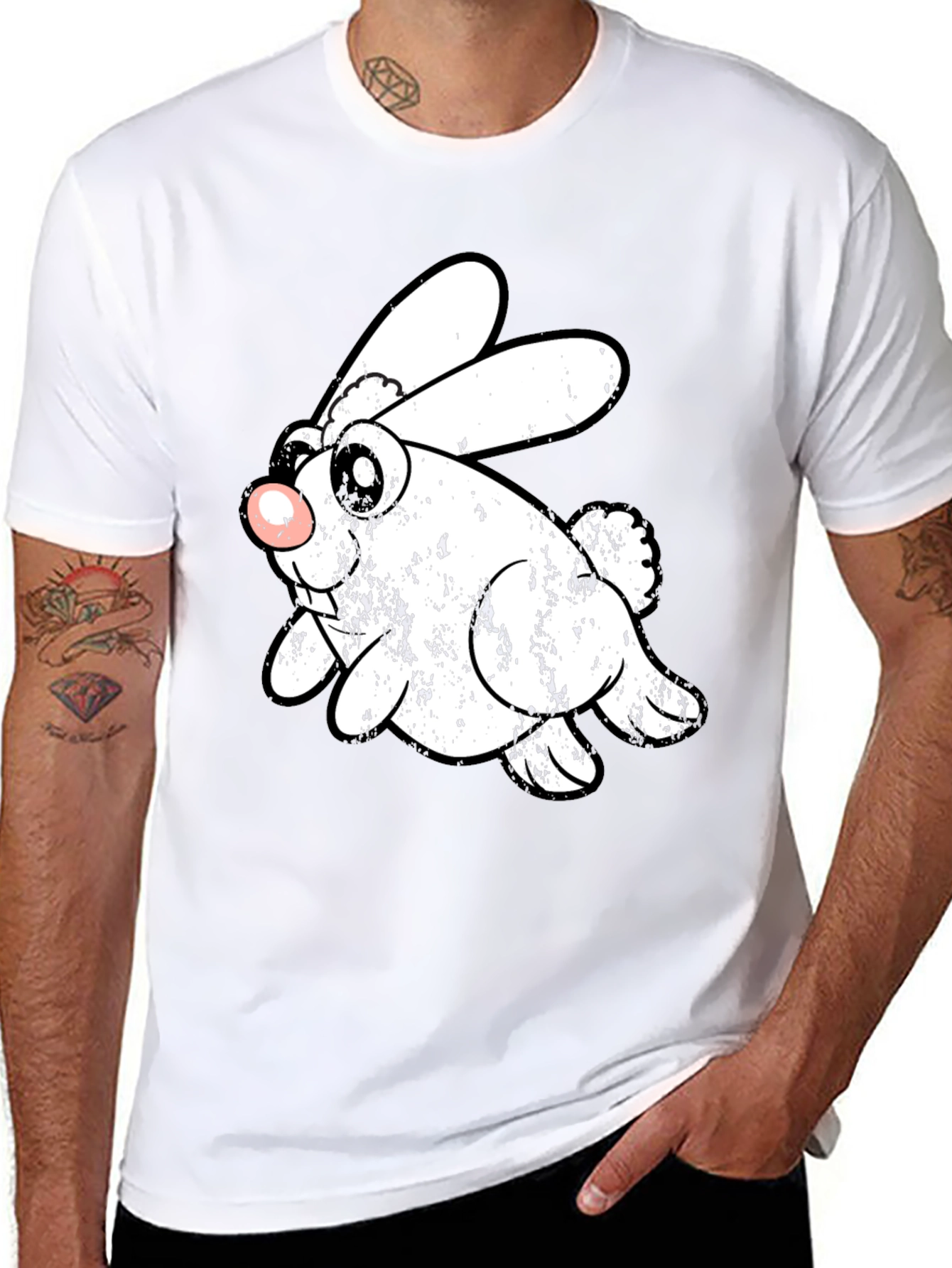 Funny Bunny Graphic Black T-Shirt