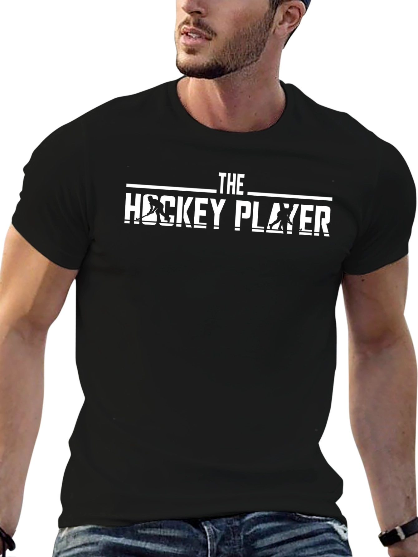 The Hockey Player Black Graphic Tee