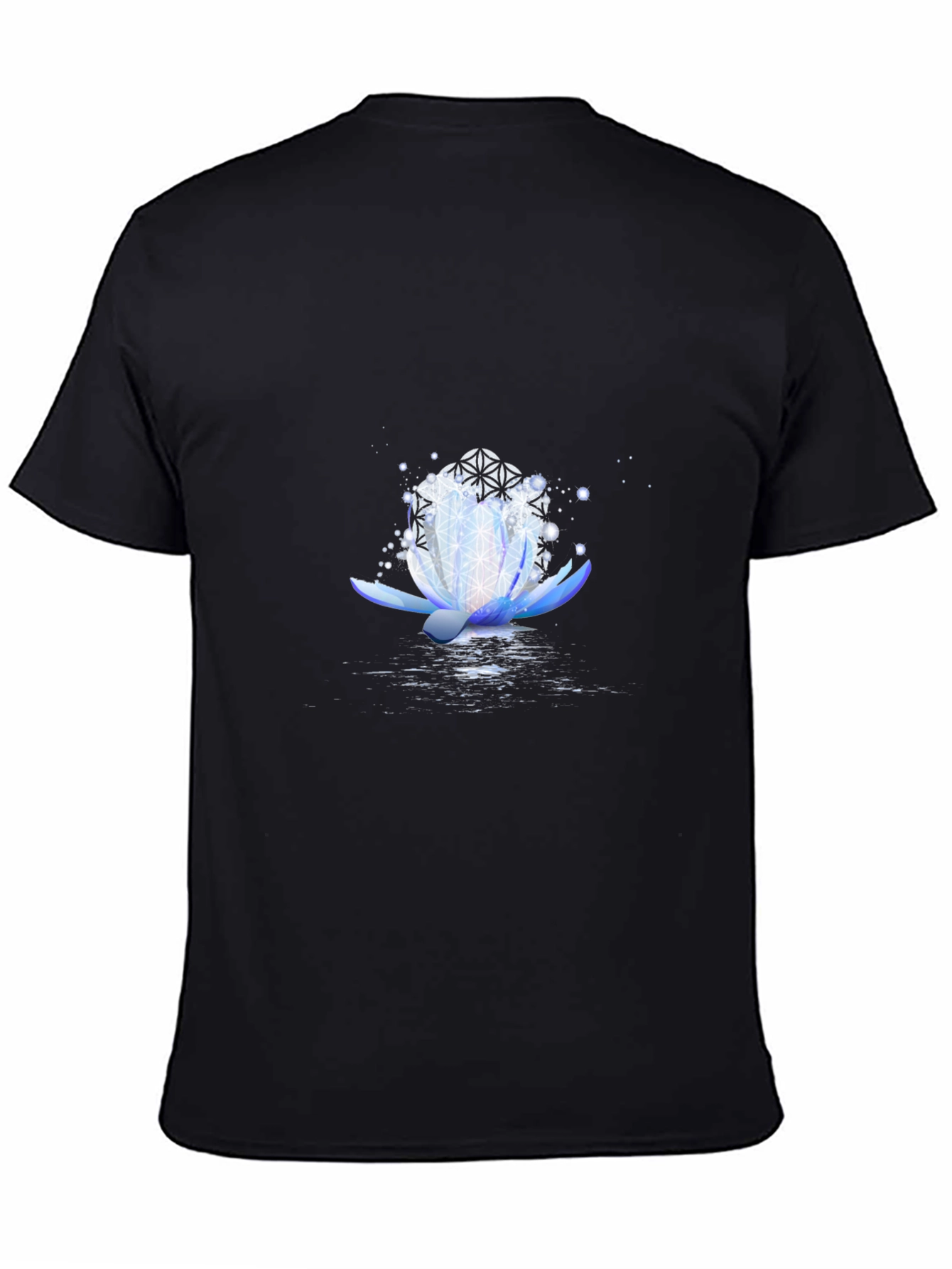 Lotus Flower Graphic Print Black T-Shirt