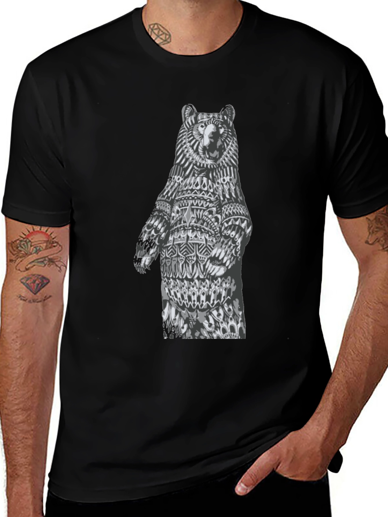 Bear Graphic Tee - Unique Black T-Shirt