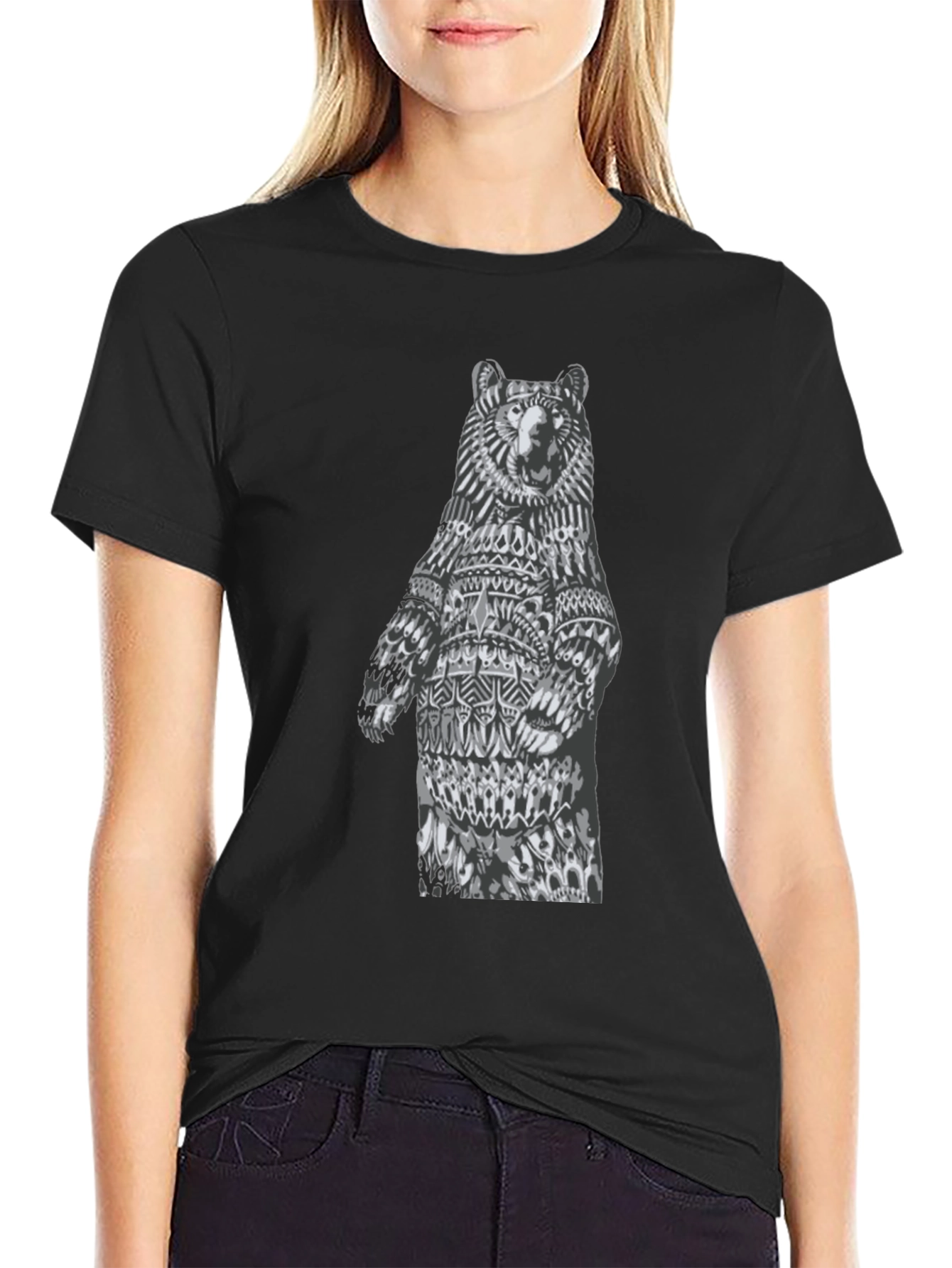 Bear Graphic Tee - Unique Black T-Shirt