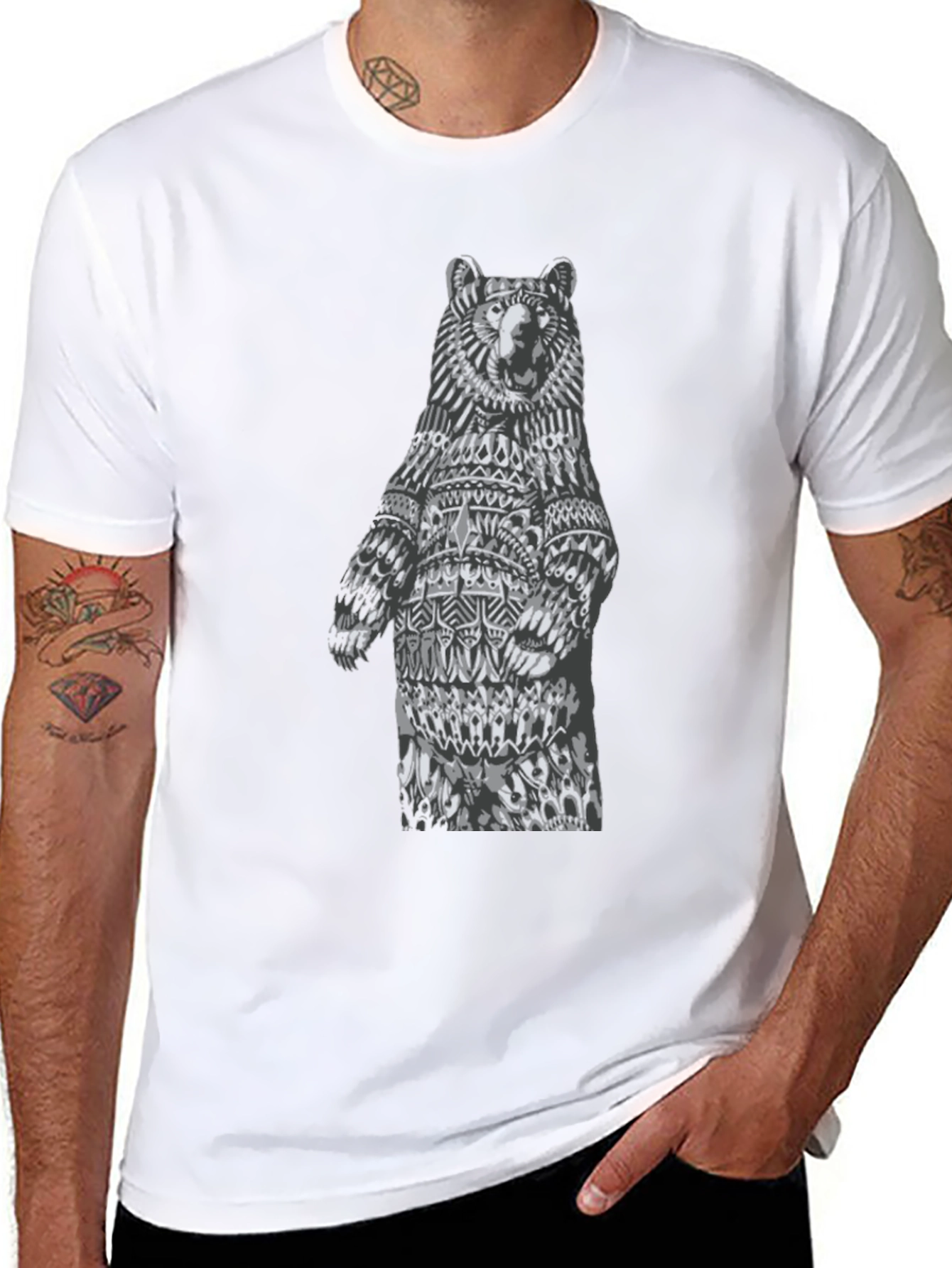 Bear Graphic Tee - Unique Black T-Shirt