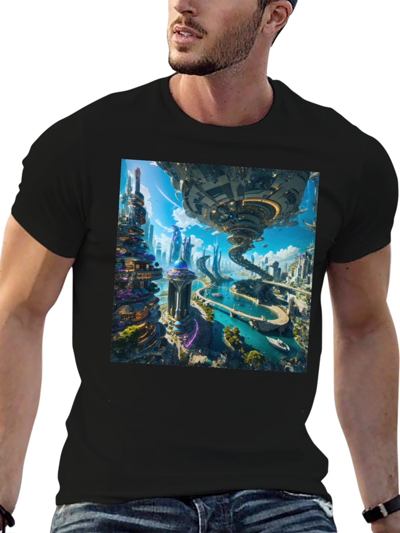 Futuristic Cityscape T-Shirt - Sci-Fi Style
