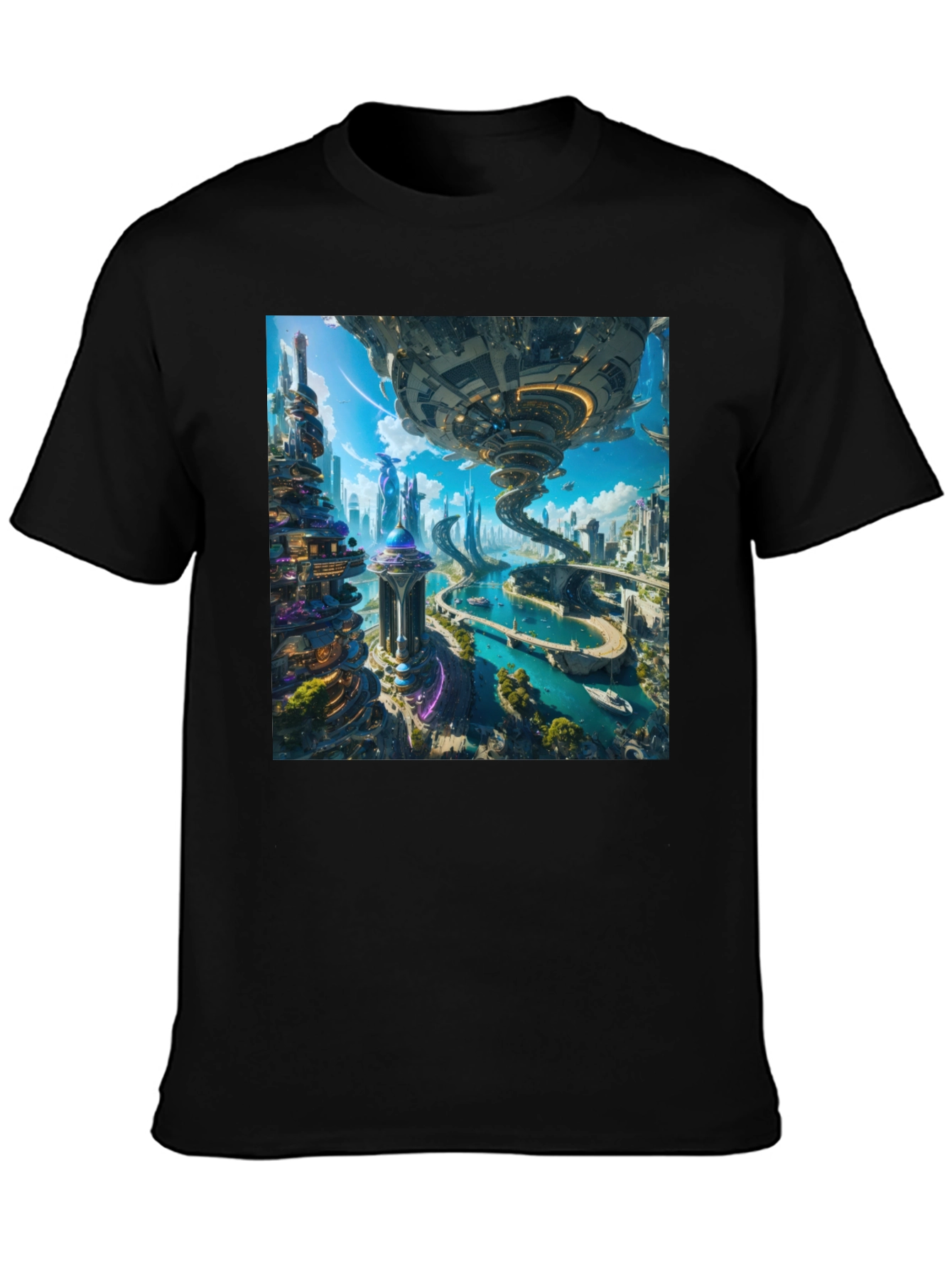 Futuristic Cityscape T-Shirt - Sci-Fi Style