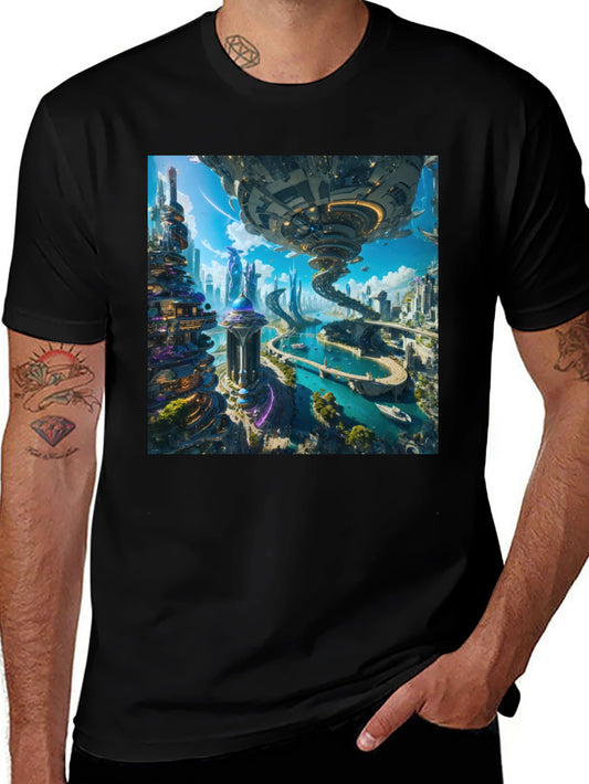 Futuristic Cityscape T-Shirt - Sci-Fi Style