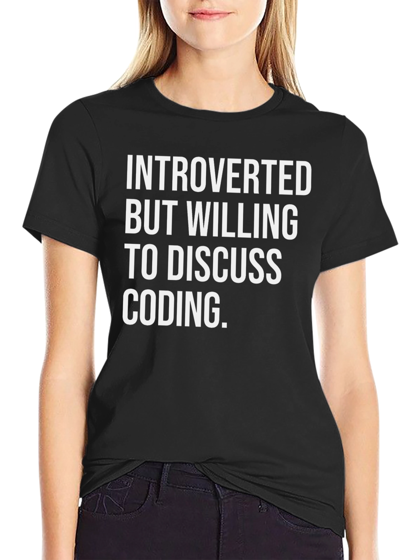 Introverted Coder Black Tee - Discuss Coding Humor
