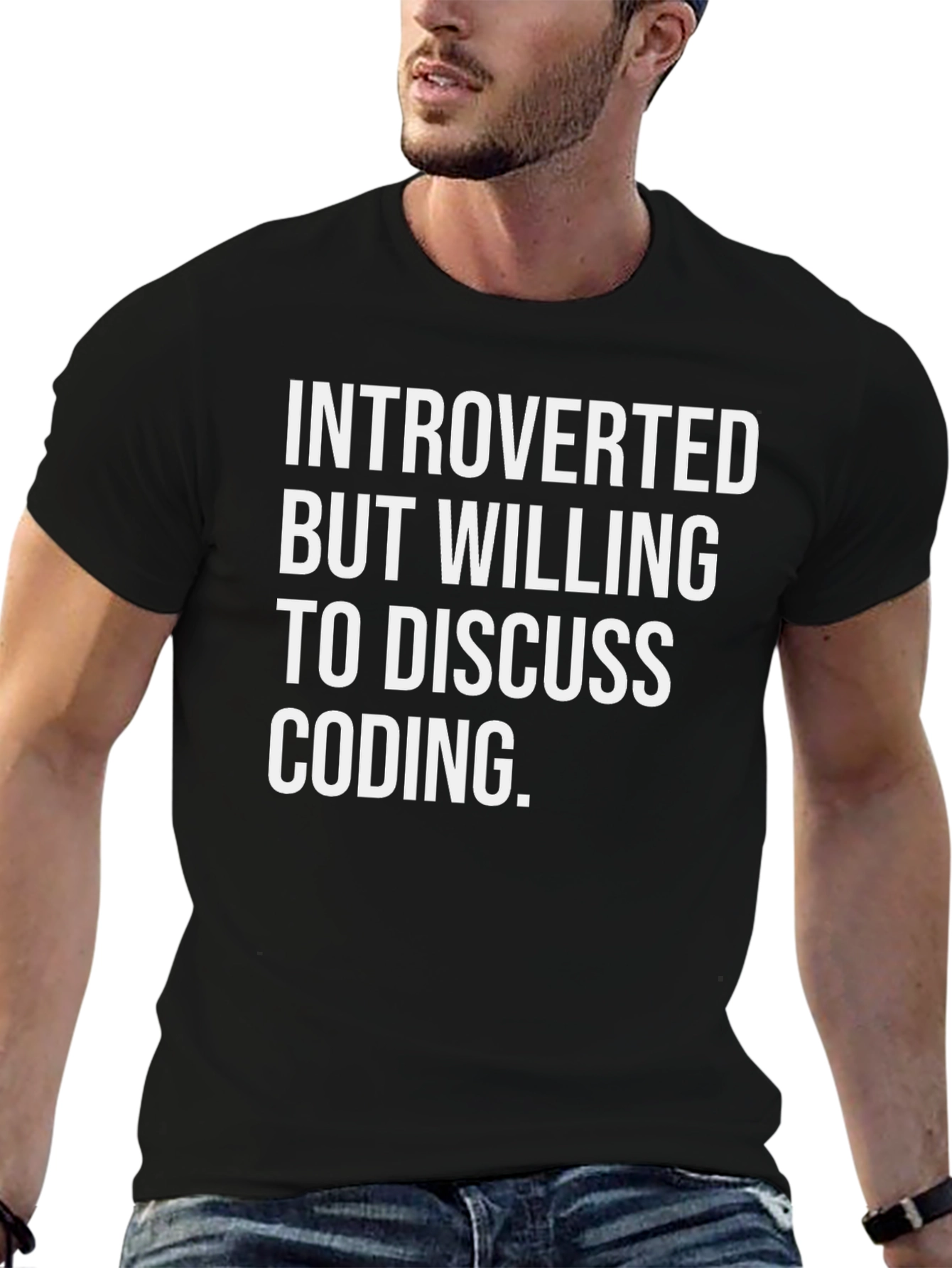 Introverted Coder Black Tee - Discuss Coding Humor
