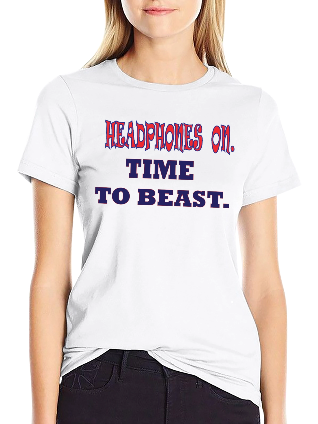 Headphones On Time To Beast Graphic Tee - Black