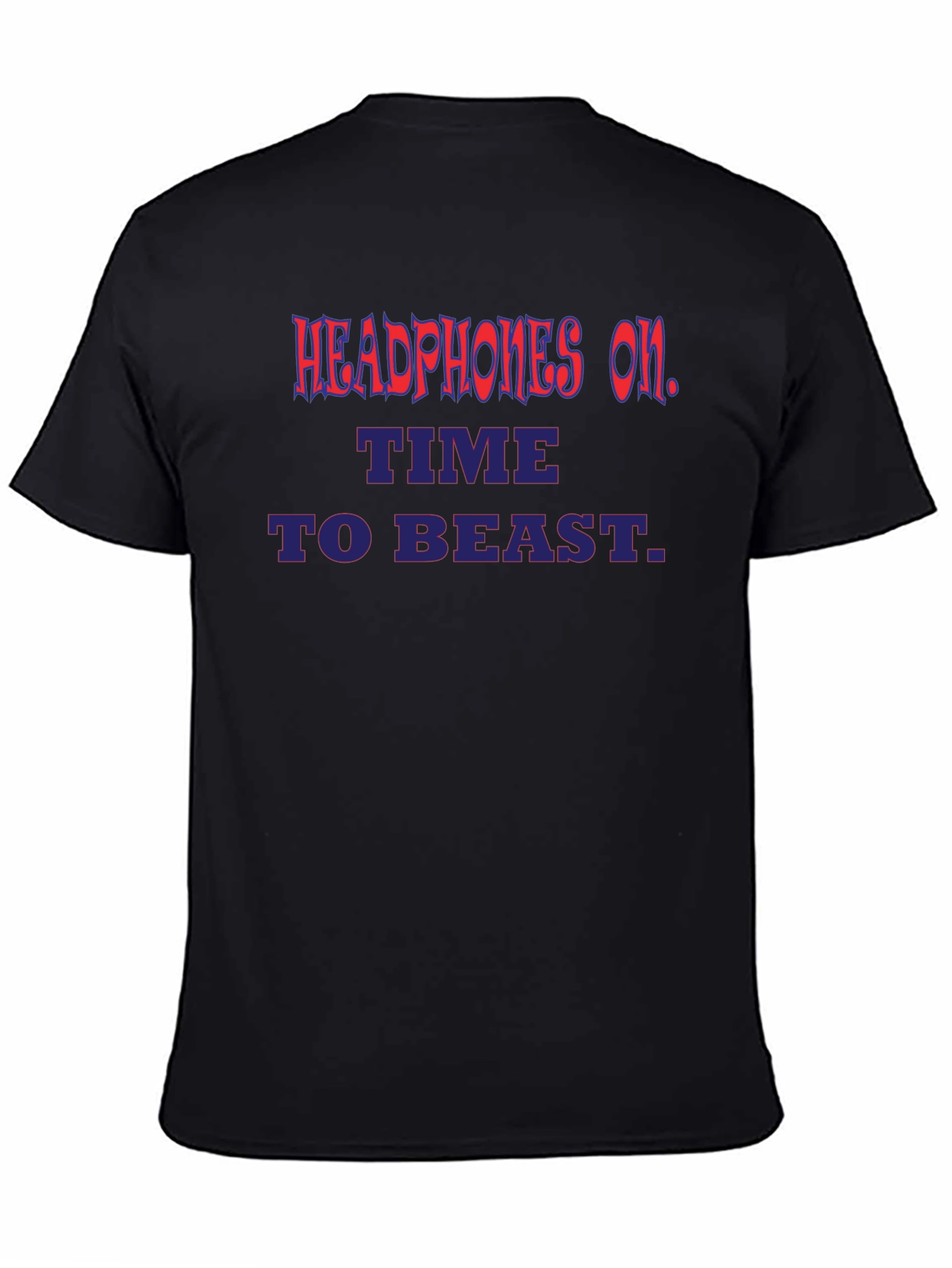 Headphones On Time To Beast Graphic Tee - Black