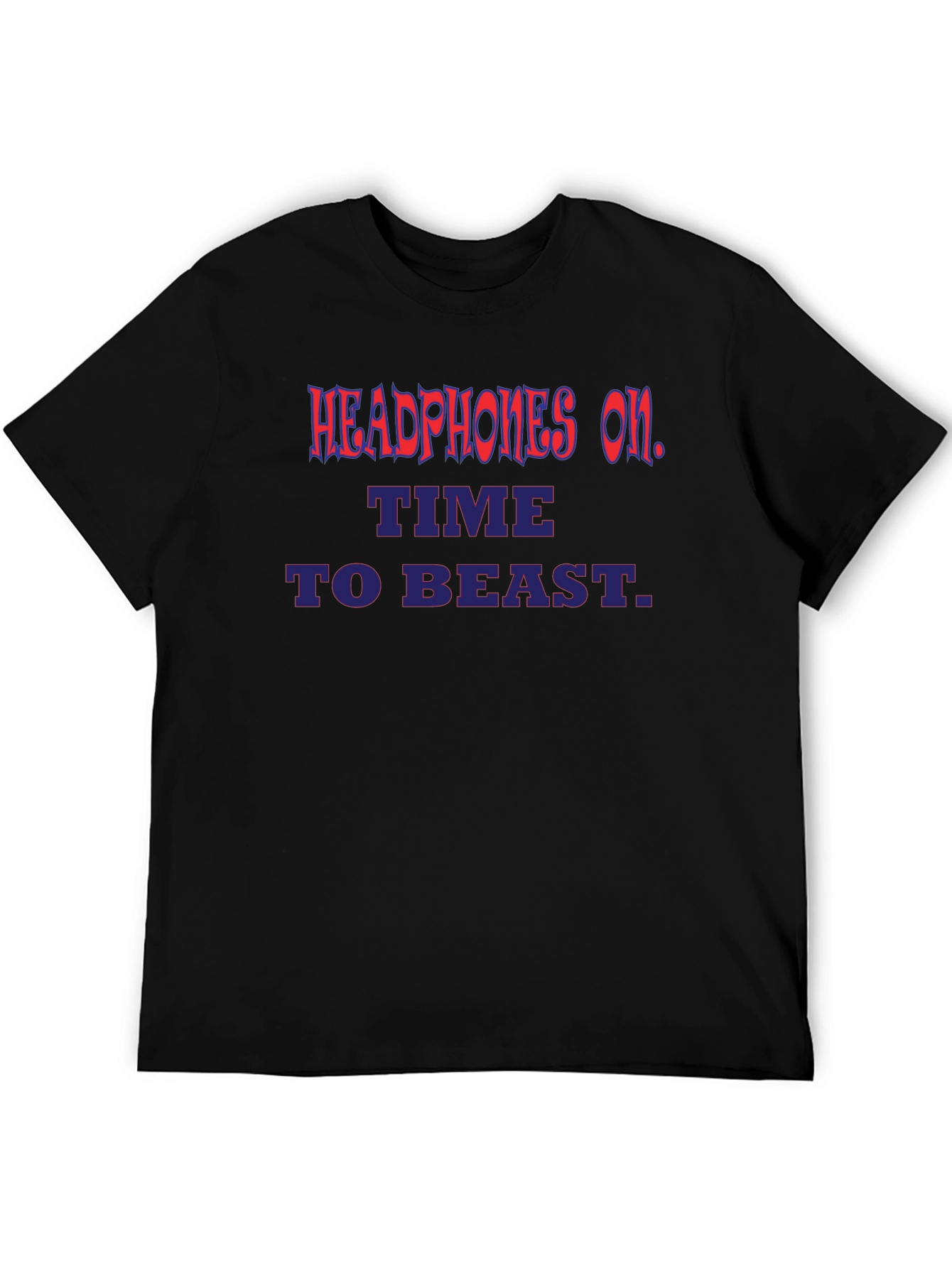 Headphones On Time To Beast Graphic Tee - Black