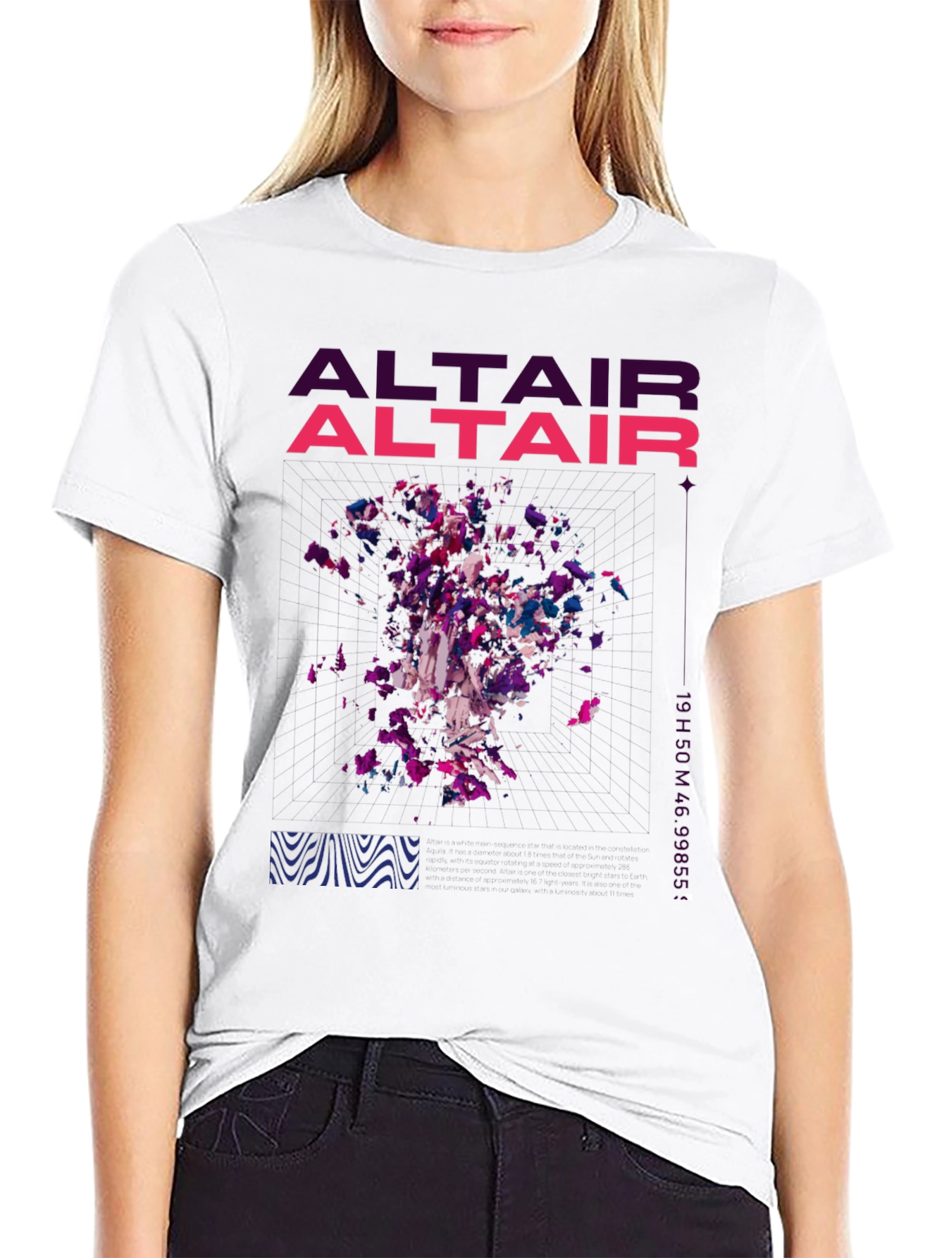 Abstract Altair Graphic Print Black T-Shirt