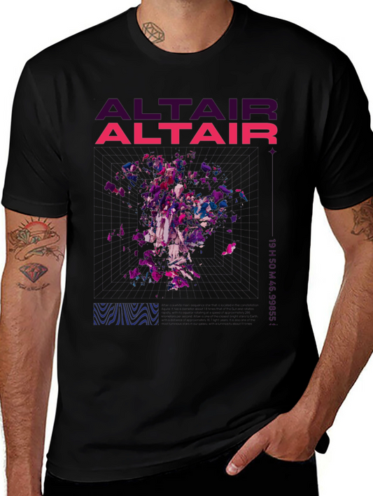 Abstract Altair Graphic Print Black T-Shirt