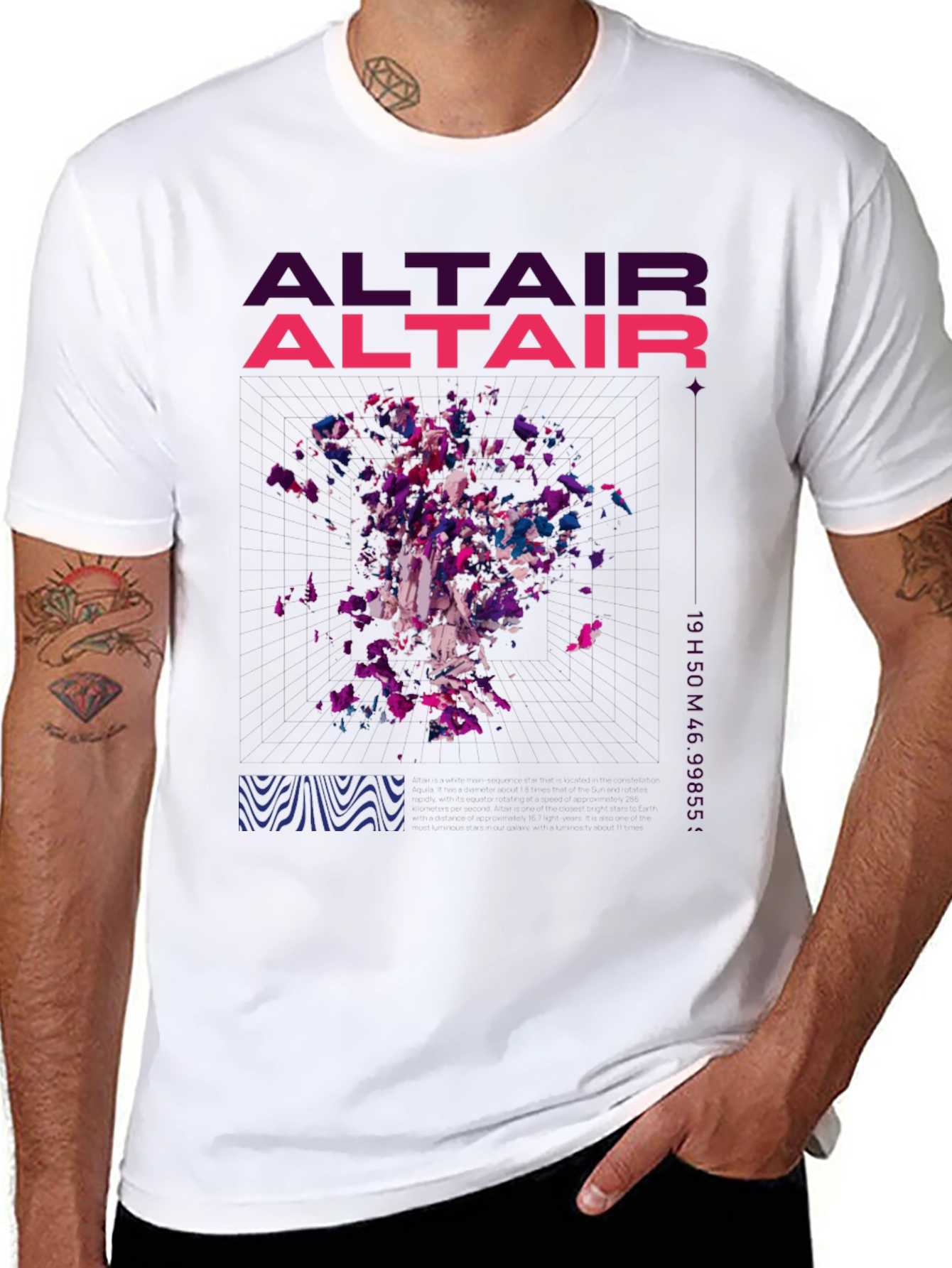 Abstract Altair Graphic Print Black T-Shirt