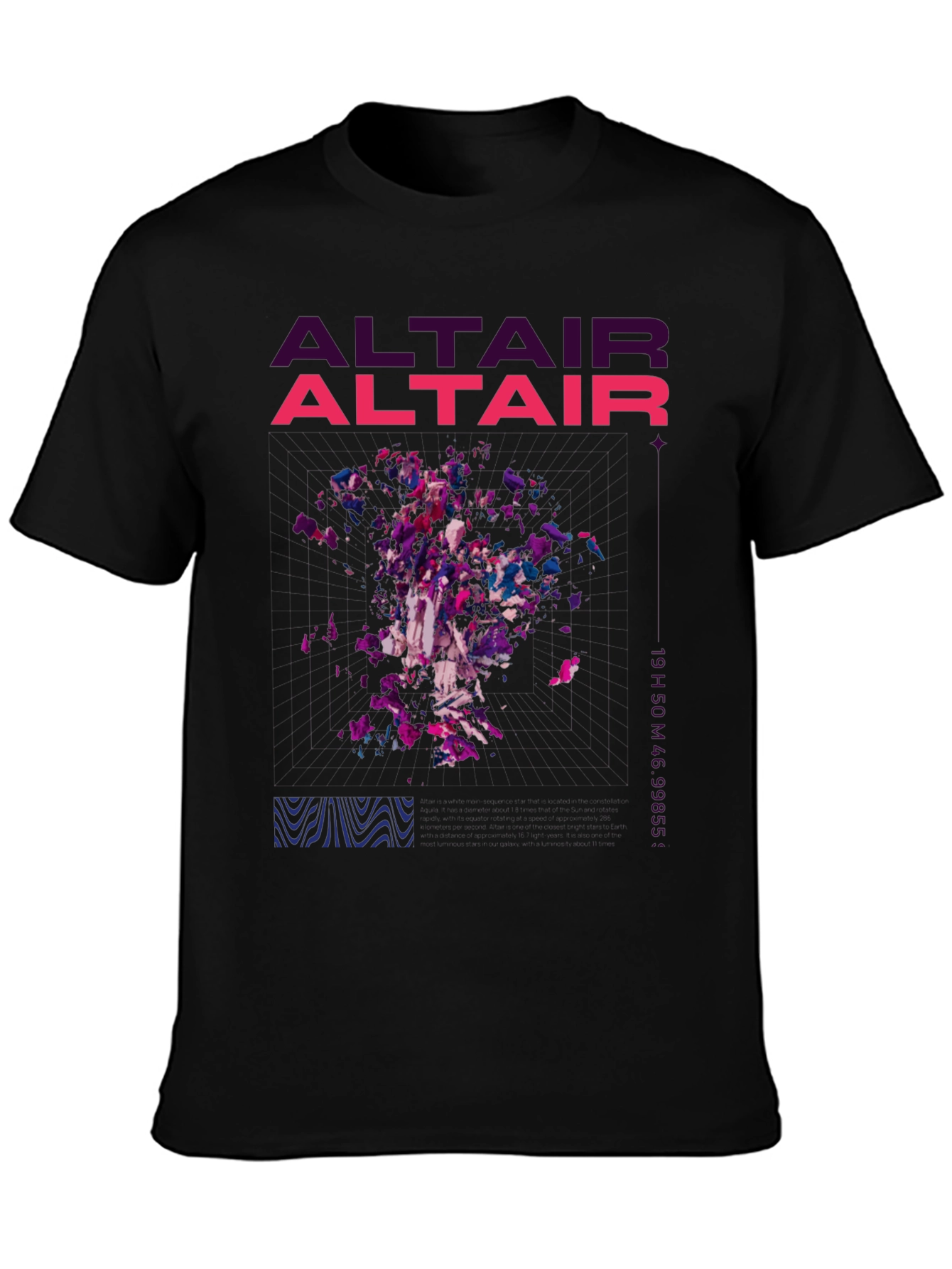 Abstract Altair Graphic Print Black T-Shirt