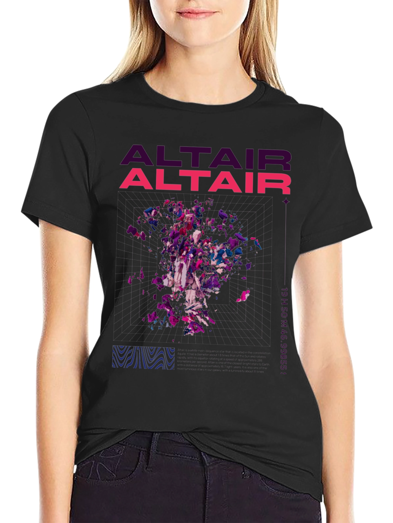 Abstract Altair Graphic Print Black T-Shirt