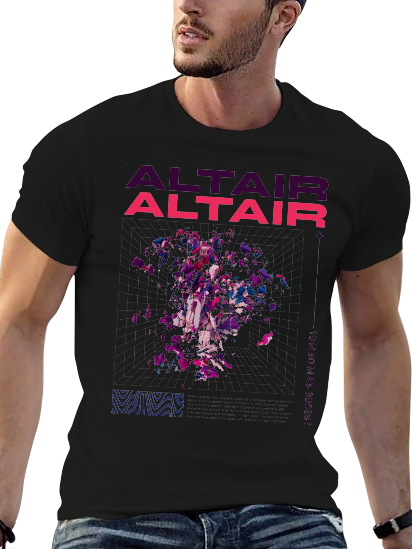 Abstract Altair Graphic Print Black T-Shirt