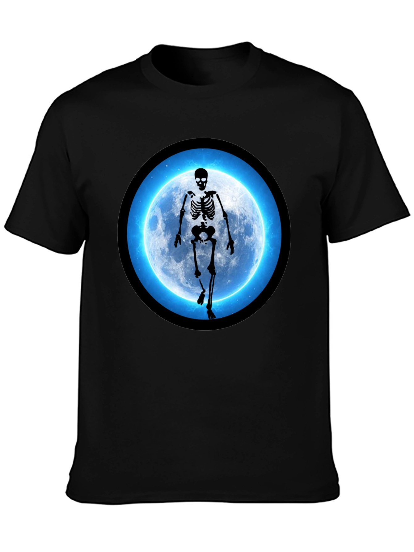 Skeleton Moon Graphic Black T-Shirt