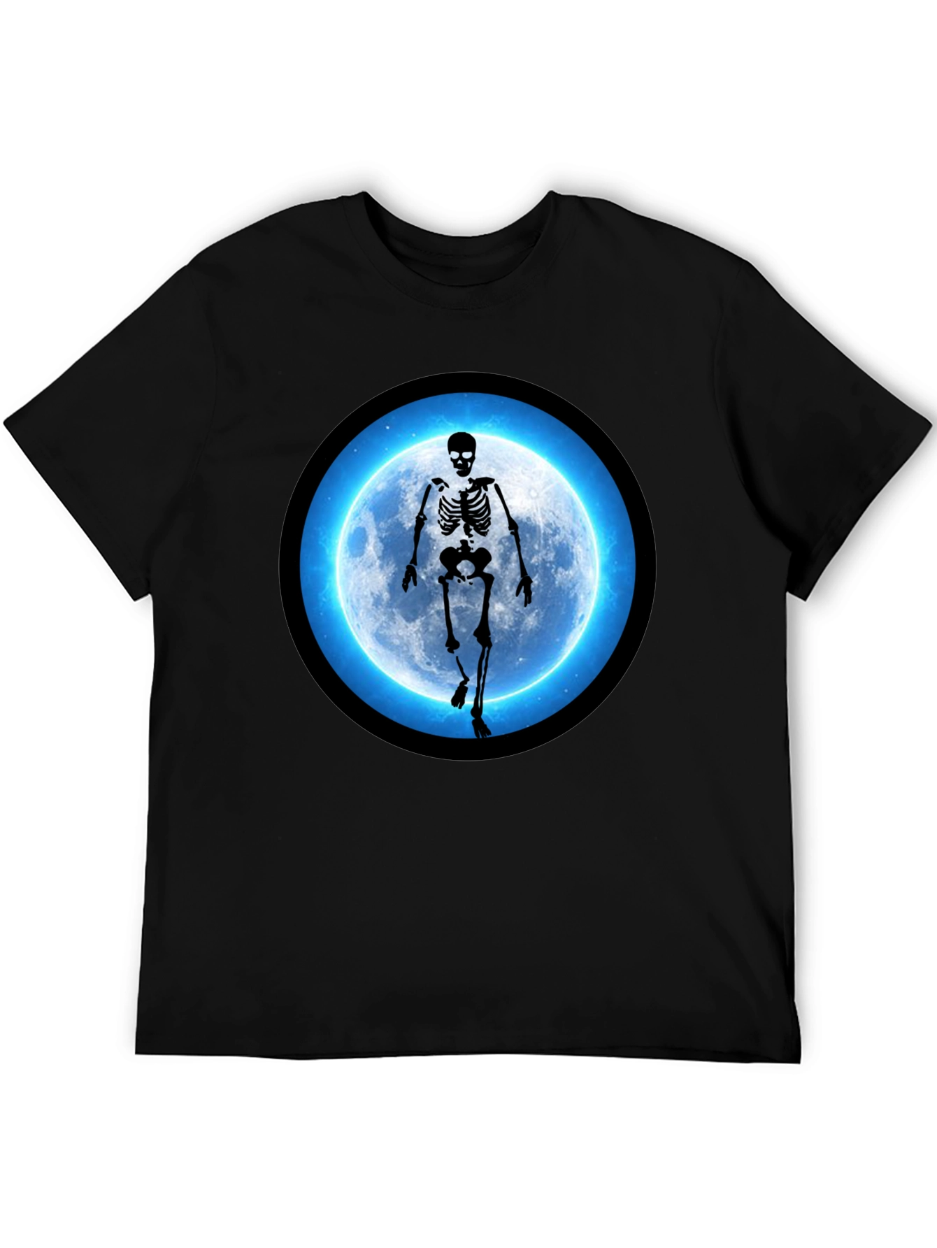 Skeleton Moon Graphic Black T-Shirt