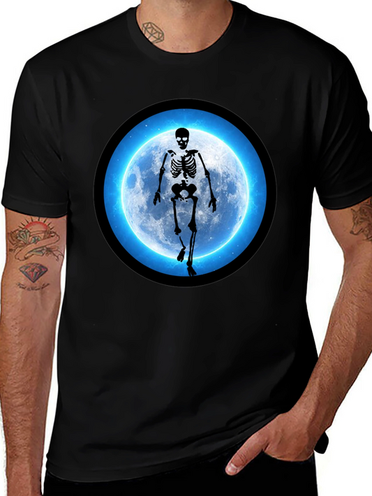 Skeleton Moon Graphic Black T-Shirt
