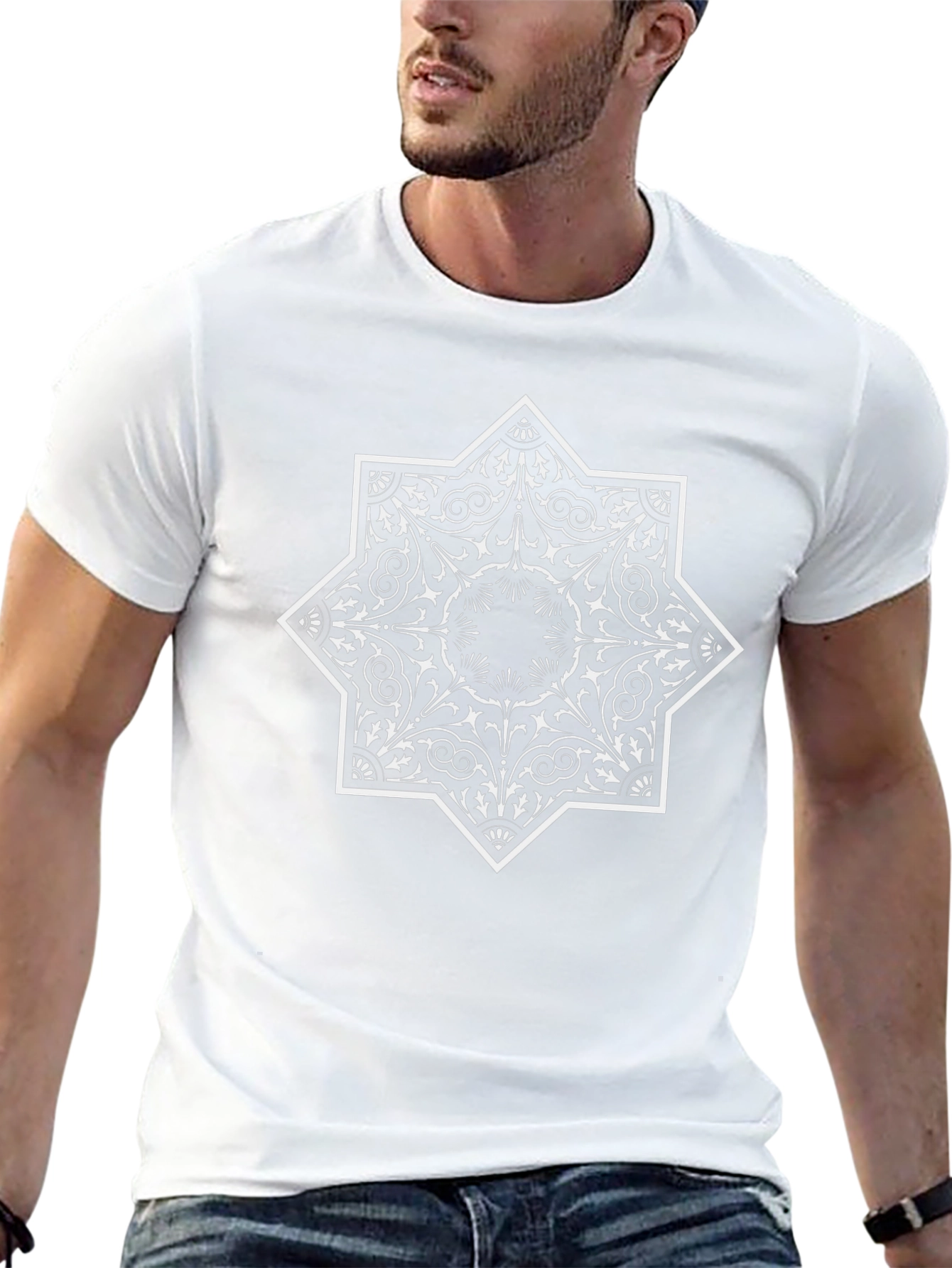 Geometric Star Graphic Tee - Black